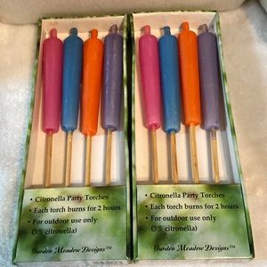 Citronella Party Torches Each one burns for 2 hours For OUTDOORS ONLY! 8 of them